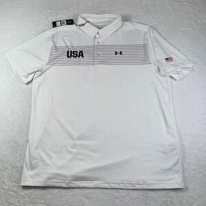 Mens UA Under Armour Golf Polo Shirt Playoff Stripe Athletic Tee USA America NWT